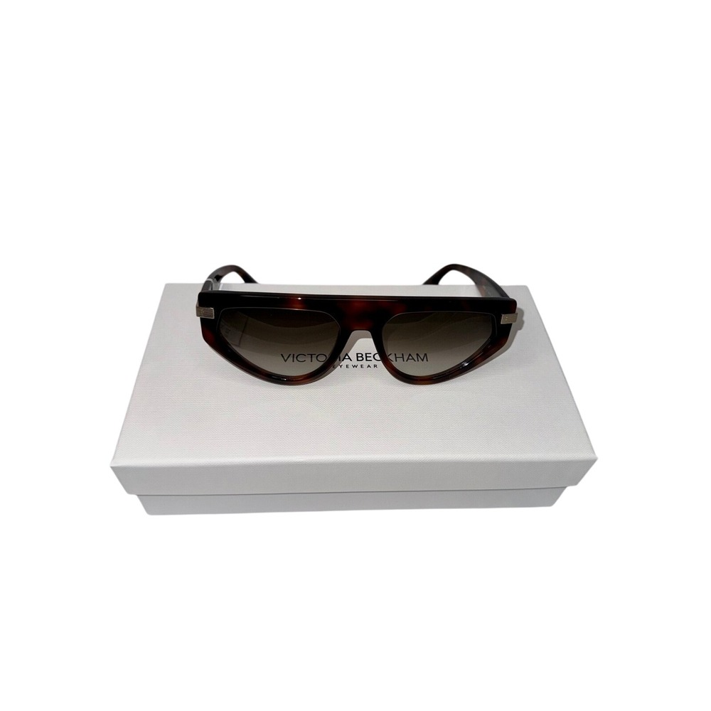 Victoria Beckham Sunglasses Womens OS Dark Havana VB685S Flat Top Tortoise Shell